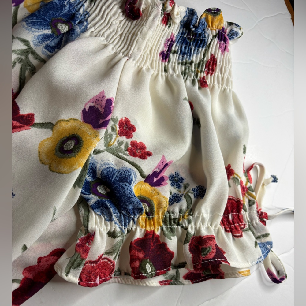 TIMING Floral Off-Shoulder Blouse - Red, Blue, Yellow Size S - Picture 6 of 9